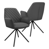 Lina Grey Leather Swivel Set of 4 Dining Chairs - Pendle Village Furniture